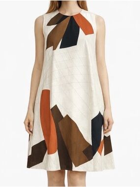 Ann Klein Vintage Marimekko-Style A-Lined Dress Womens 12